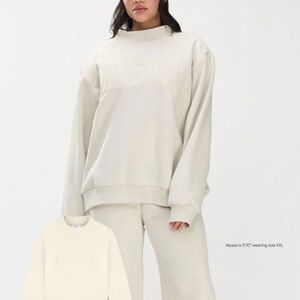 PARKE NWT Monochrome Varsity Mock Neck Crew in OAT